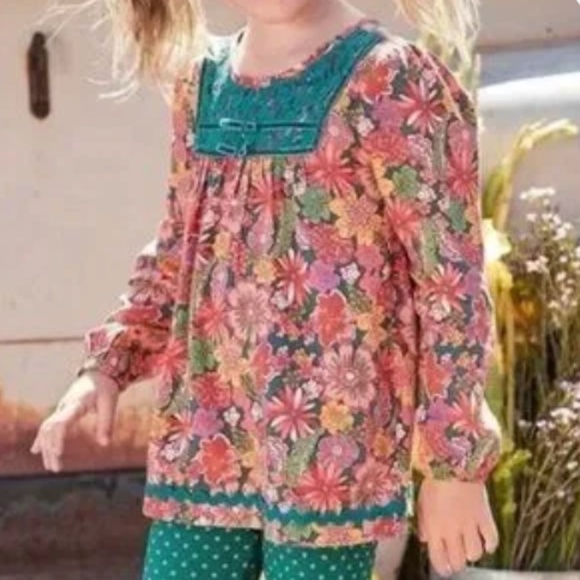 Matilda Jane Freshly Baked Pies Floral Tunic Top Blouse Size 8 - Picture 1 of 5